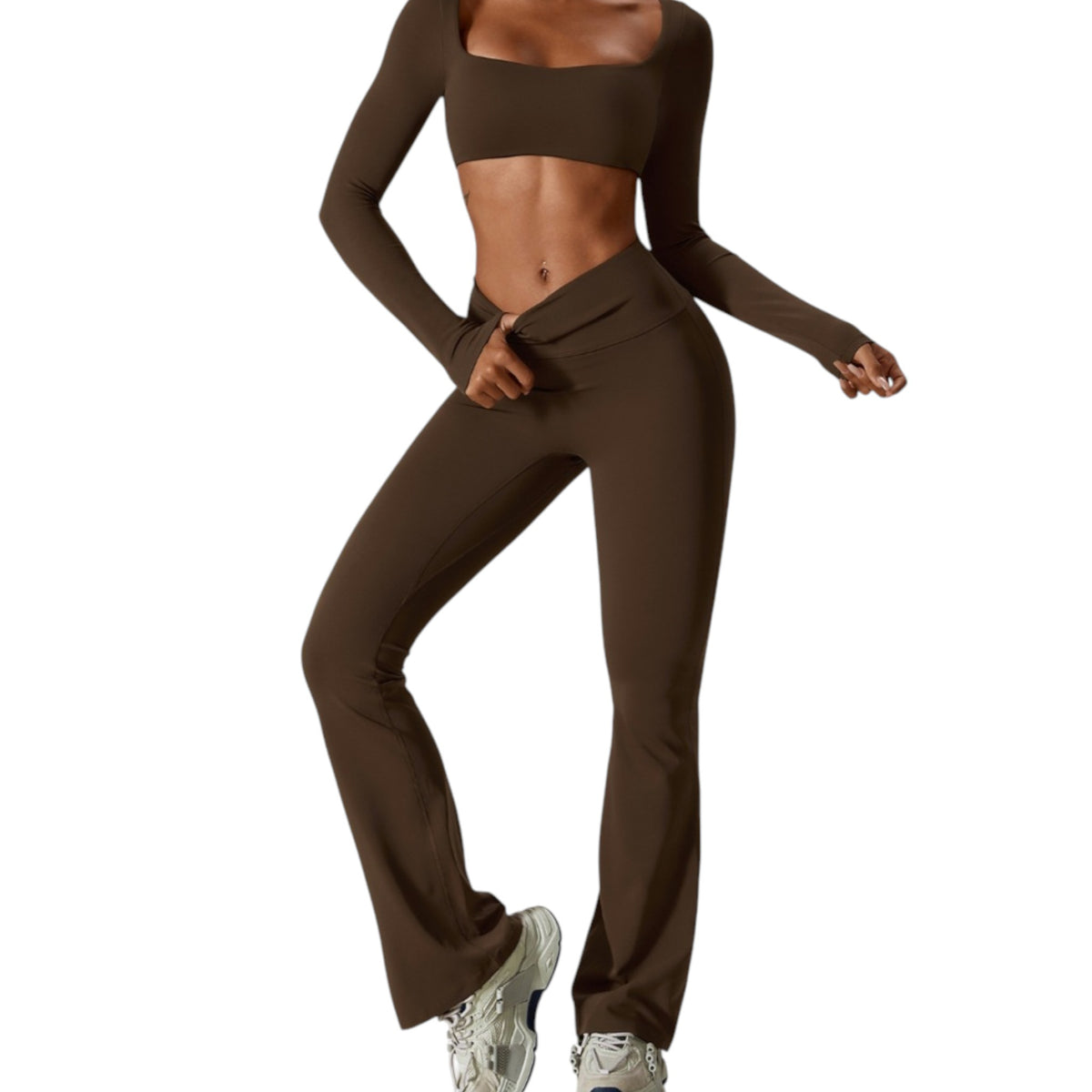 Carry Set – High-Waisted Flared Leggings with Tummy-Contouring Waistband & Elongating Hem | L'enigme