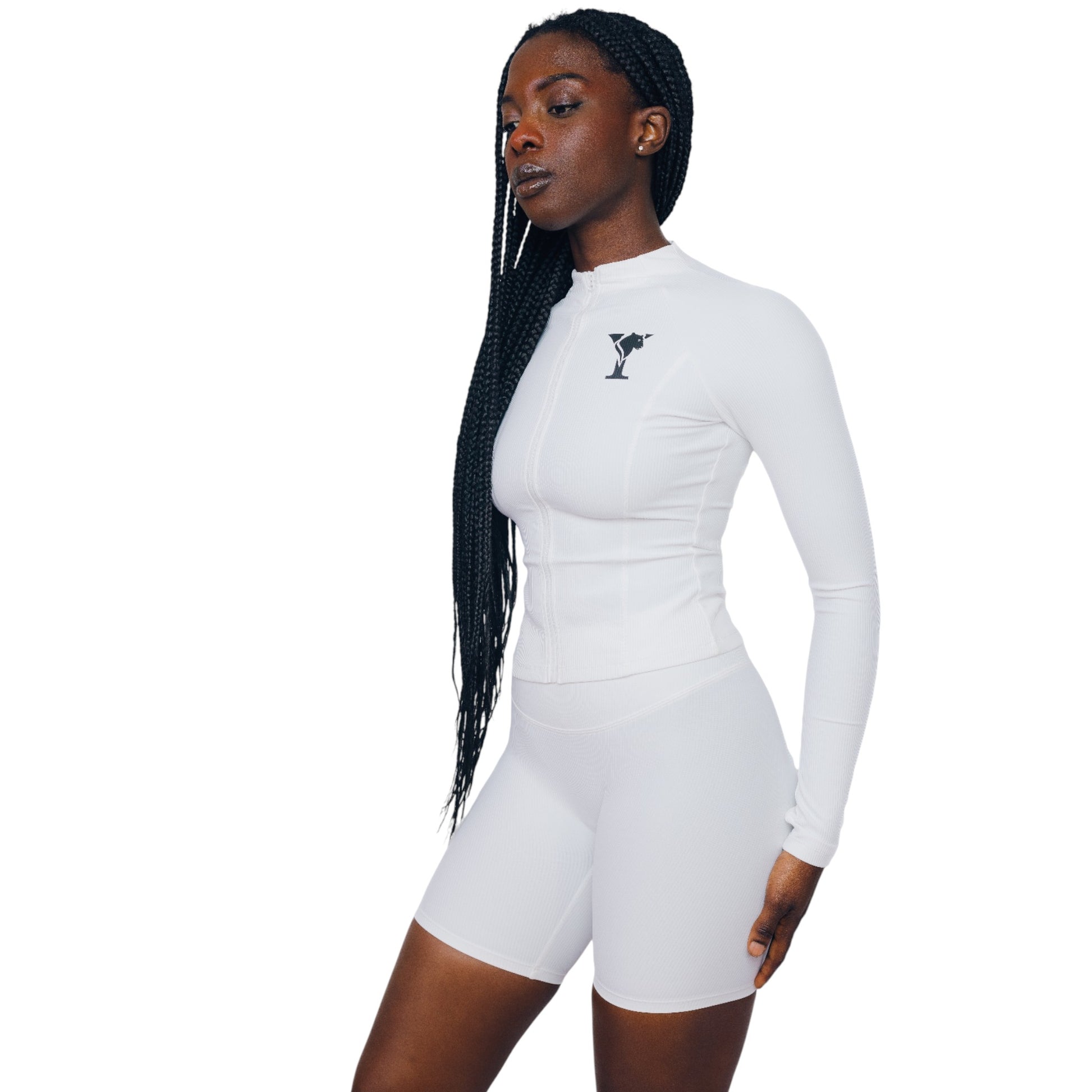 Clare Short Set – Buttery-Soft Nylon Zip-Up & Sculpting High-Rise Shorts for Gym & Everyday Wear | L'enigme