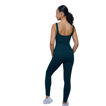 Isabela One Piece Yoga Jumpsuit – Sculpting Compression Fit that Smooths & Contours from Neckline to Ankle | L'enigme