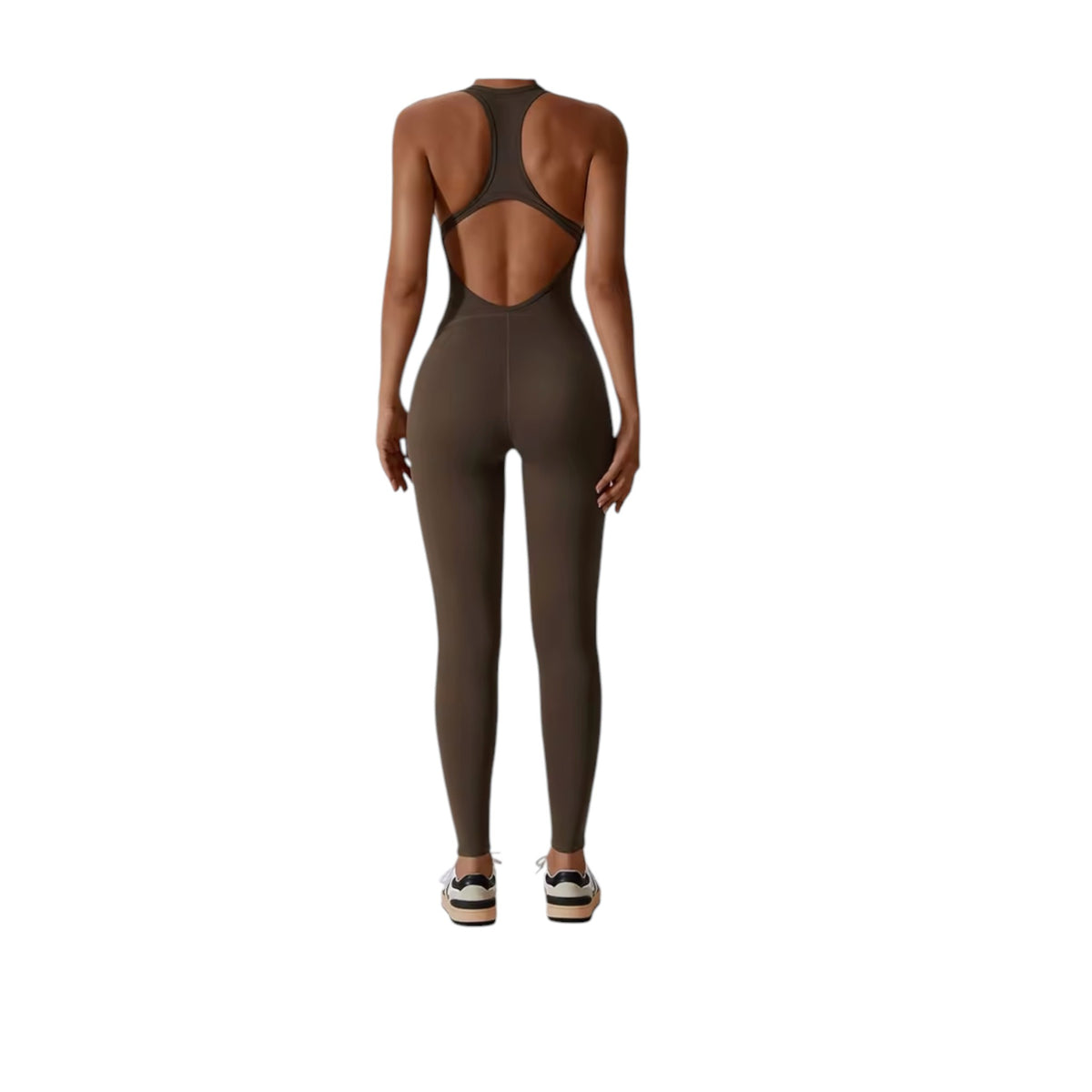 L'enigme Jojo Racerback Yoga Jumpsuit – Available in Black, Brown & Grey, Versatile One-Piece for Yoga & Lounging