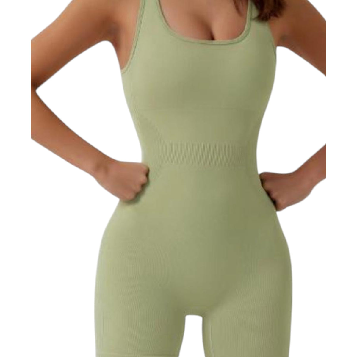 L'enigme Ulisa Backless Yoga Romper – Open-Back Sculpting One-Piece Available in Black & Green